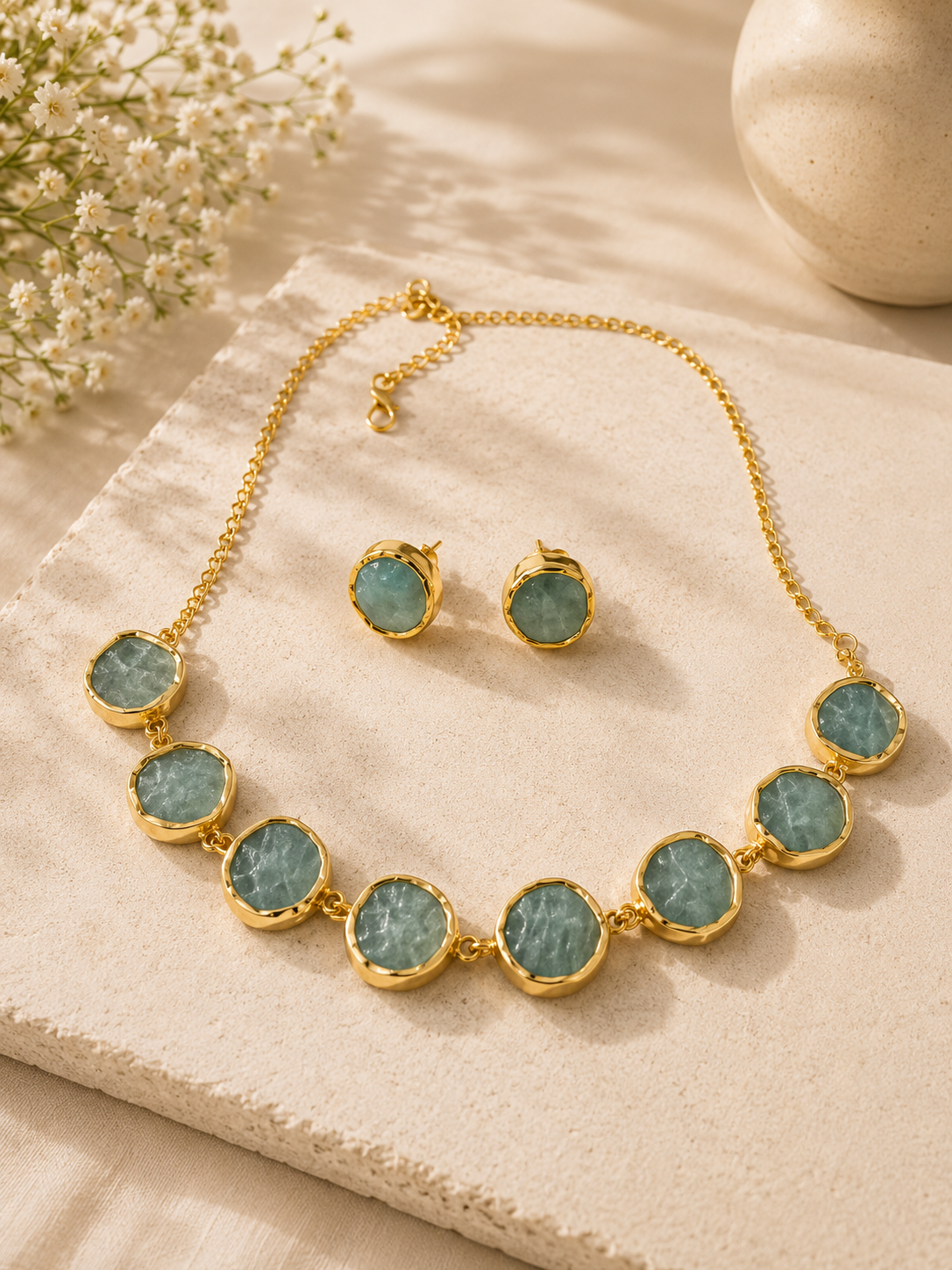 Sea Green Raw Stone Choker Set